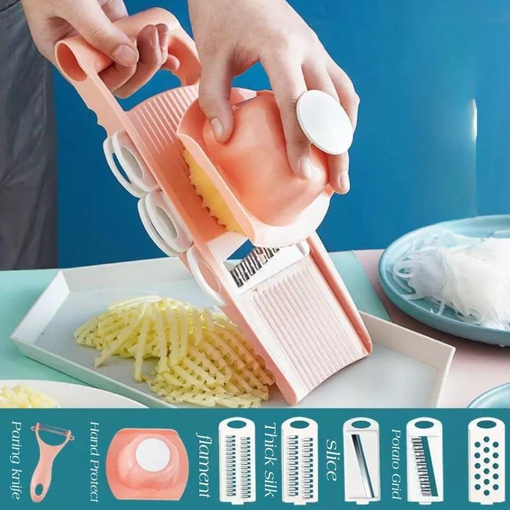 Alat Parutan Serut Manual Serbaguna 6In1 Lengkap Peganggan Cocok Parutan Keju Singkong Kentang Pepay
