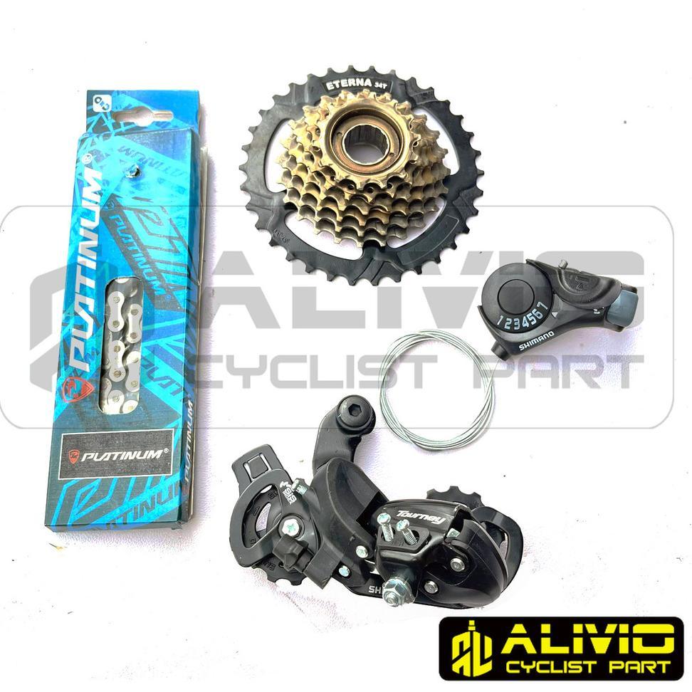 Groupset 7 Speed Gear Set Belakang Megarange Ulir Drat 34T Sepeda Roadbike Mtb Federal Communter