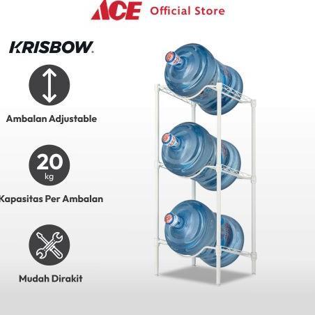Krisbow Rak Galon 3 Tingkat - Putih Tempat Penyimpanan Galon Air Minum Rak Dispenser Perlengkapan Ru