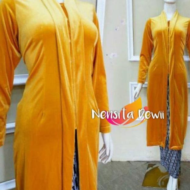 Kebaya Kartini Leher V - Body Panjang / Kebaya Bludru Kartini