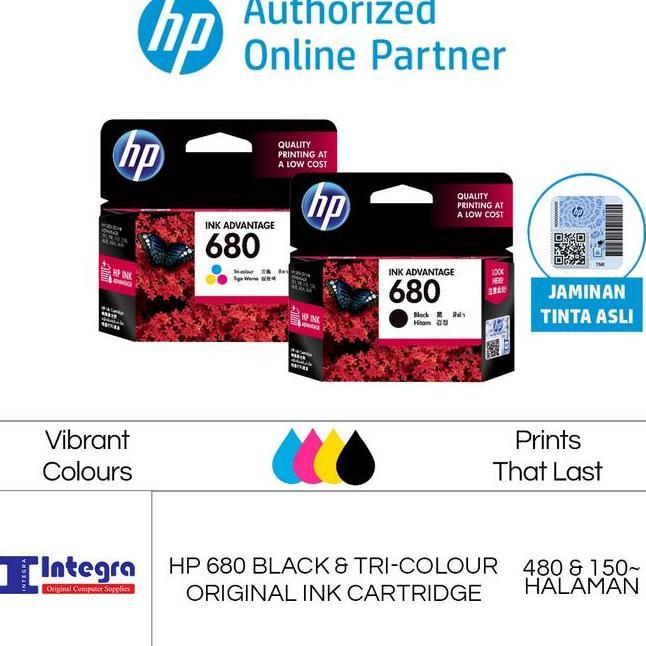 Tinta 680 Hitam Warna Set Ink Cartridge Printer 2135