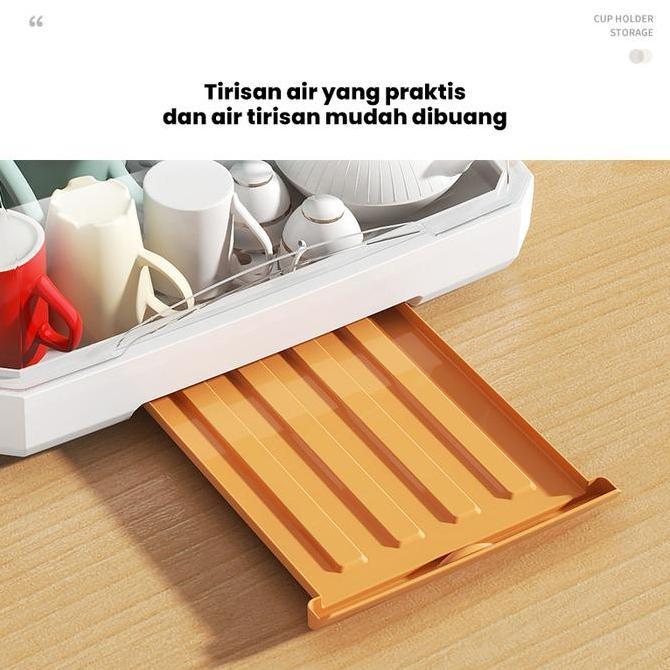 Muzy Tempat Penyimpanan Gelas Piring Makan Rak Pengering Alat Makan Dengan Penutup Anti Debu Serangg