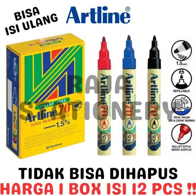 ARTLINE PERMANENT MARKER BLACK BLUE RED 70 SPIDOL PERMANEN HITAM BIRU MERAH ART LINE 70 TIDAK BISA D