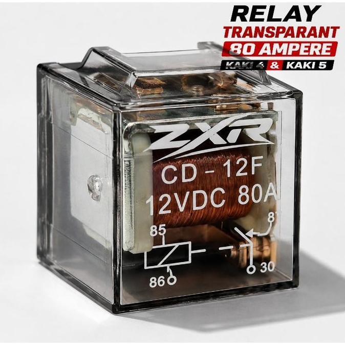 Promo PAKET ISI 10 PCS ZXR | RELAY KAKI 4 KAKI 5 TRANSPARANT 12 V 80 AMPERE PREMIUM QUALITY ZXR hukk
