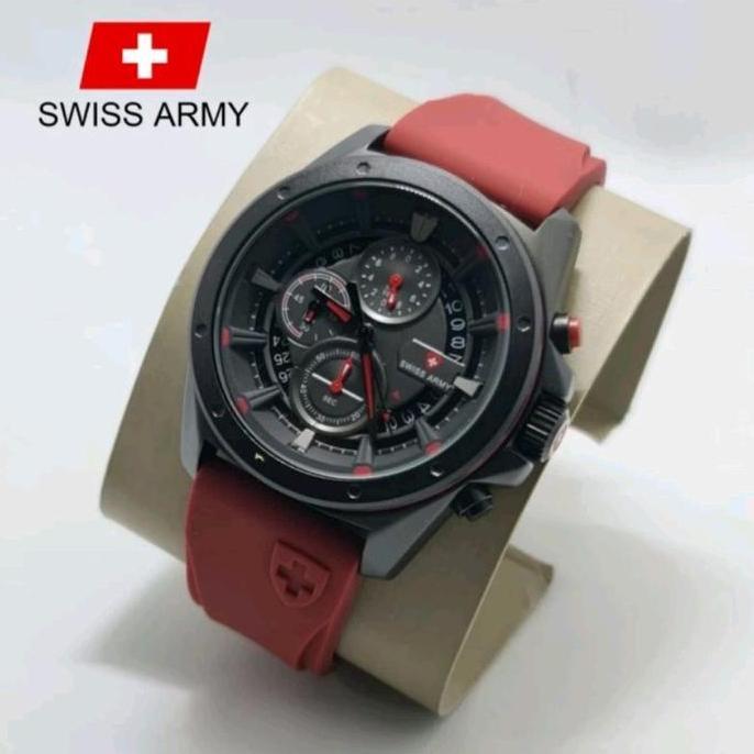 Jam Tagan Pria Swiss Army Original Analog Crhono Tggl Aktiv Strap Rubber Karet Waterproof HJ