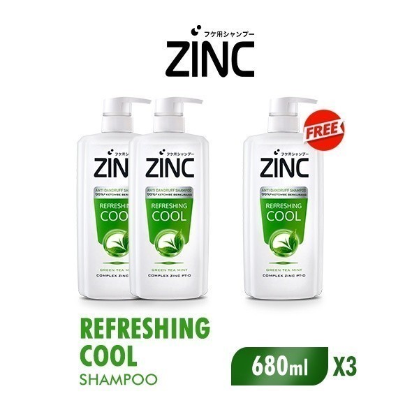 Zinc Shampoo Refreshing Cool Botol 680 ml x3 - Gambar 2