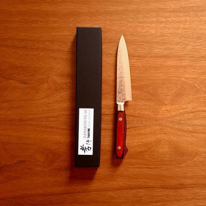 Pisau Jepang Sakai Takayuki 33-Layer Damascus Hammered Petty 120Mm Asli