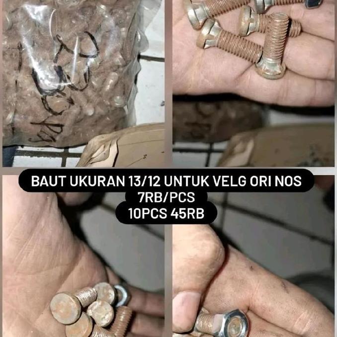 SATU BIJI BAUT NAP RODA/TROMOL UKURAN 12/13 ORI NOS VESPA SUPER VBB DLL CAKRA