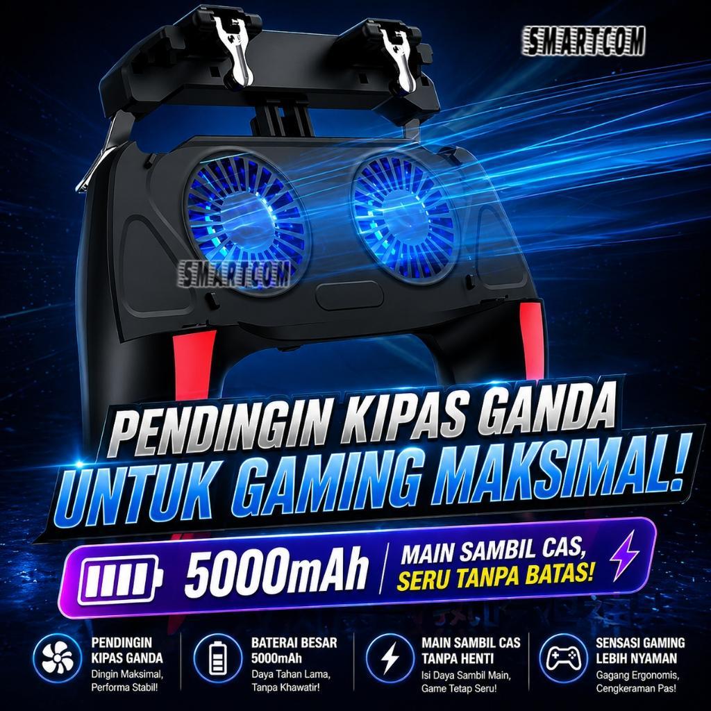 Smartcom - H10 Dual Fan Cooler Gamepad Pubg Mobile Controller Gamepad Handle Hp