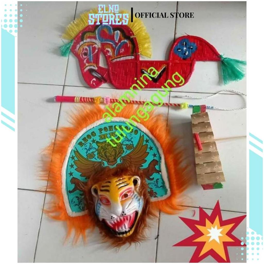 Barongan Caplokan Spon + Stelan Reog Ponorogo Anak + Embong Sale