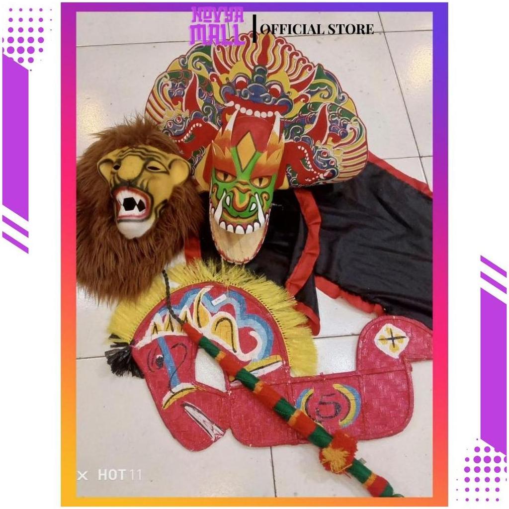 Mainan Anak Laki Laki Cowok Cewek Barongan Caplokan Spons Topeng Macan Kuda Lumping Jaranan Pecut Ga