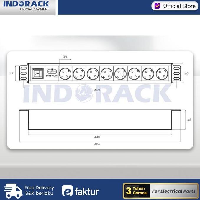 Collegare- Indorack Pdu 8 Outlet Germany Colokan 8 Slot Pdu8G