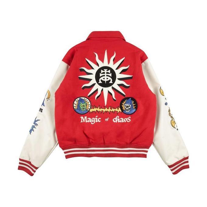 BELI MRJN - Varsity Jacket Red Magic of Chaos jaket casual Pria Panjang Motif Bomber Parasut Keren D