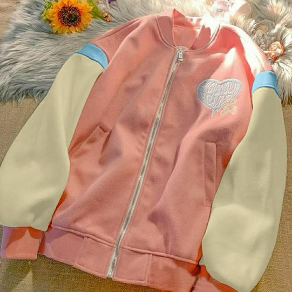 Free Ongkir Jaket Baseball Love Your Heart Varsity | Jaket Wanita