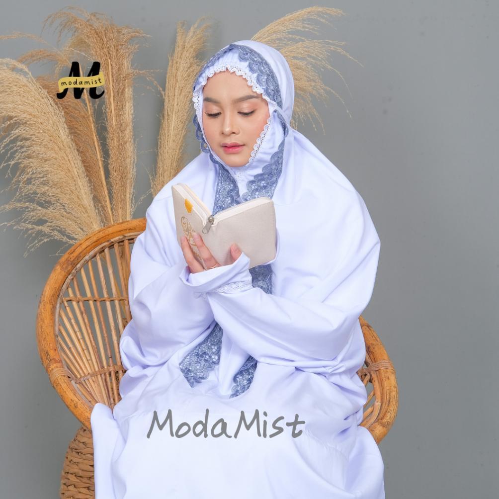 Terbaru Mukena Dewasa Terusan Putih Katun Mikro Renda Mewah