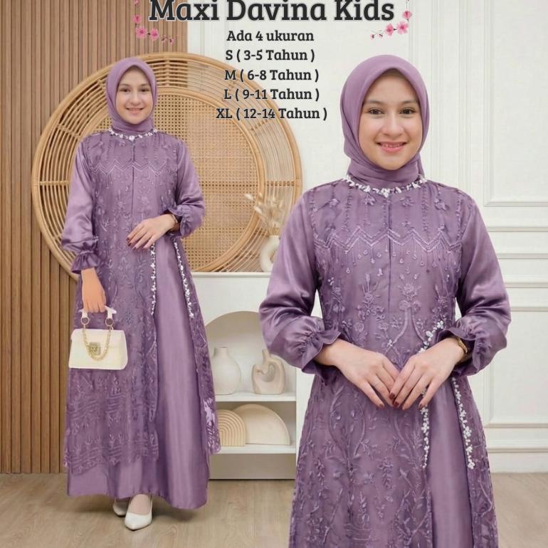 Official Gamis Anak Perempuan Model Terbaru Remaja Tanggung Lengan Panjang Maxi Davina Kids 3-14 Tah