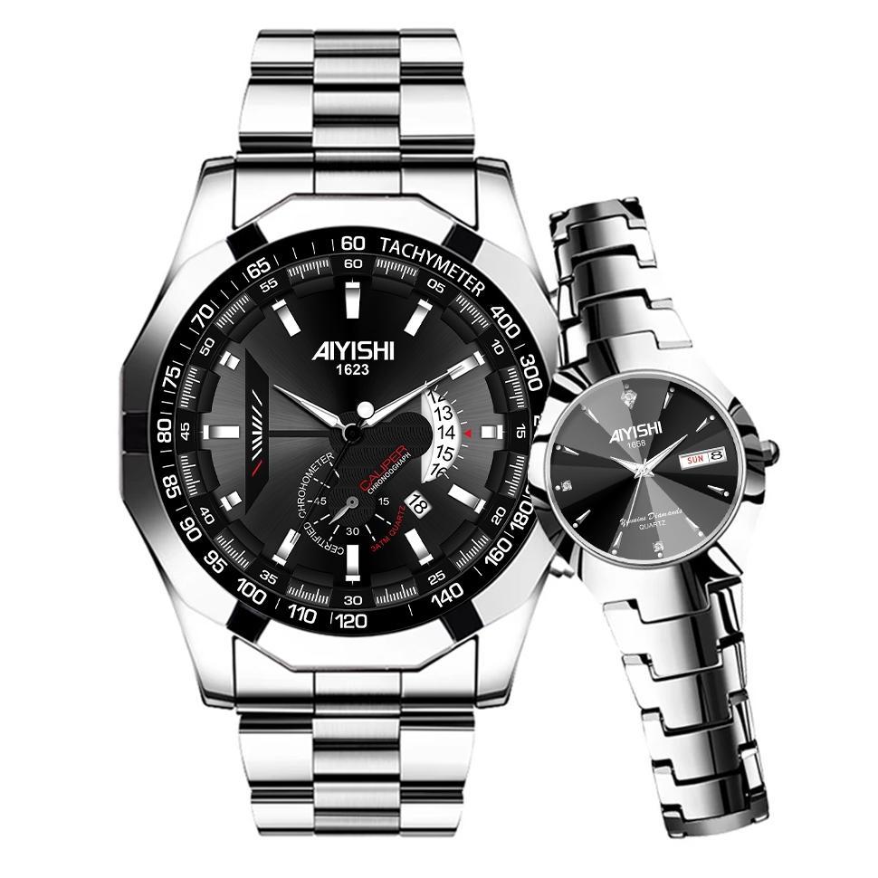 exclusive aiyishi jam tangan couple anti air original rantai couple watch model 1623 1658