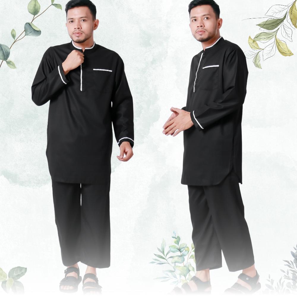 FAVORIT SETELAN KOKO KURTA PAKISTAN DEWASA LENGAN PANJANG WARNA HITAM PUTIH ABU ABU NAVY BIRU COKLAT
