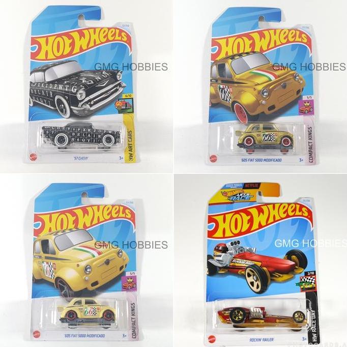 '57 CHEVY BEL AIR HW ART CARS - '60S FIAT 500D MODIFICADO COMPACT KINGS - SUPER TREASURE HUNT STH - 
