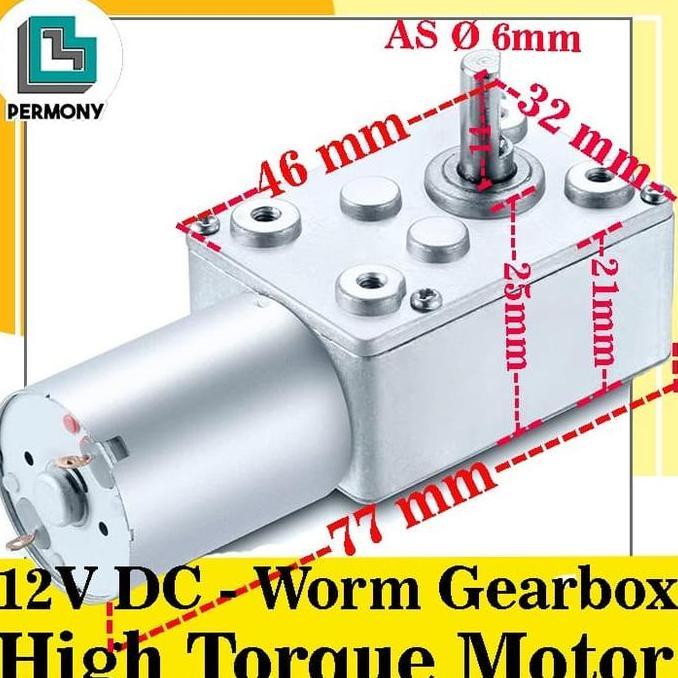 GEARBOX MOTOR DC WORM GEAR BOX HIGH TORQUE JGY370