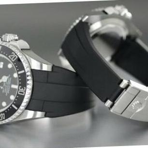 Strap Rubber/Tali Karet/Rolex Deep Sea+Buckle 21 MM Watch Black TS