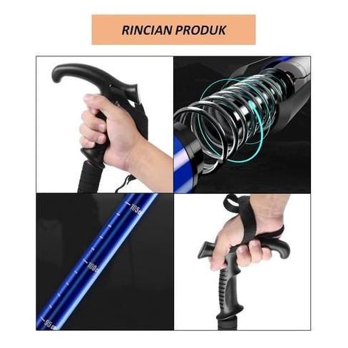 Tongkat Trekking Tongkat Lipat Besi Alat Bantu Jalan Lansia Hiking NS