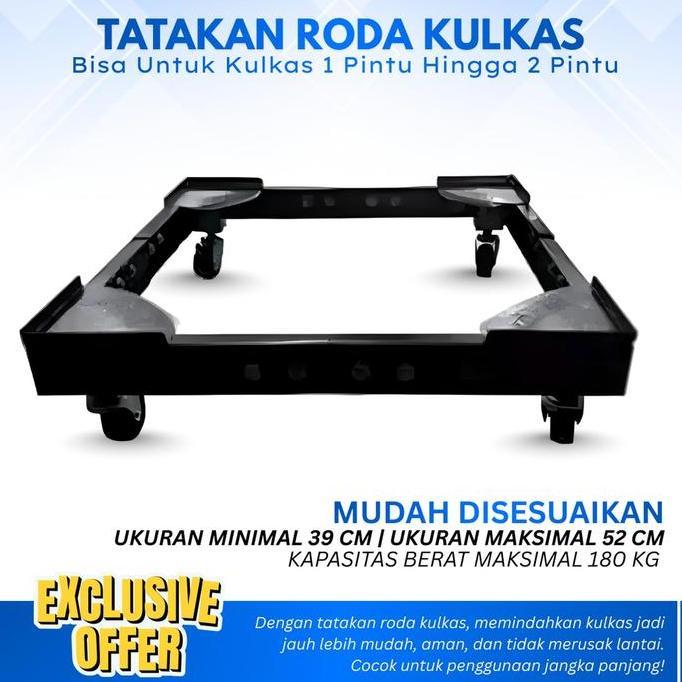 Tatakan Roda Kulkas/Mesin Cuci Dudukan Besi Roda Kulkas 1 Pintu Alas Mesin Cuci 1 Tabung Tatakan Kul