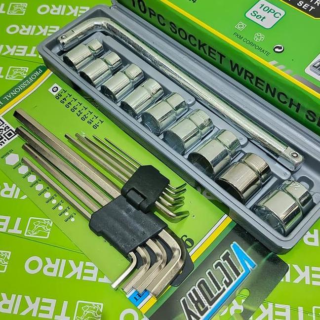 Kunci Sok Set Lengkap 10Pcs 824Mm Kunci L Hex Key 9Pcs Panjang Bisa Cod Kunci Full Set Lengkap