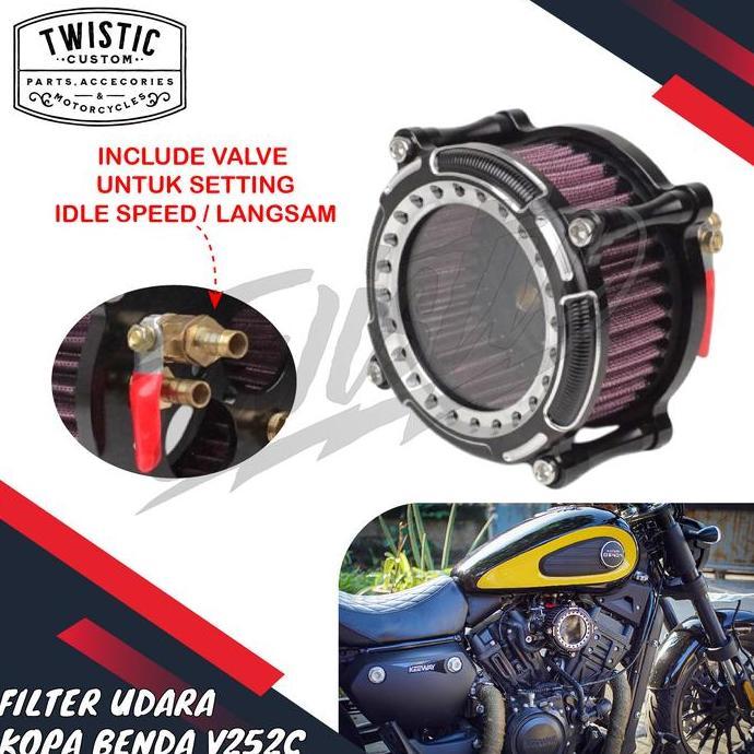 Filter Udara Kopa Cover Saringan Udara Custom CNC Aluminium Motor Benda 252 V252C V252 C V 252 C Nap