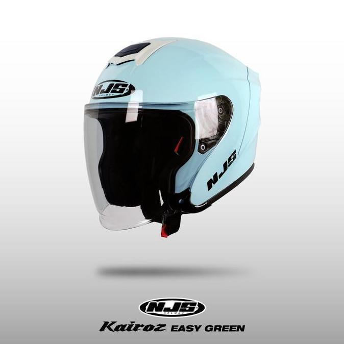 NJS KAIROZ V1 EASY GREEN Solid - Helm Half Face | MICROLOCK | Kairoz Polos | Kairoz Ori | NJS Ori | 