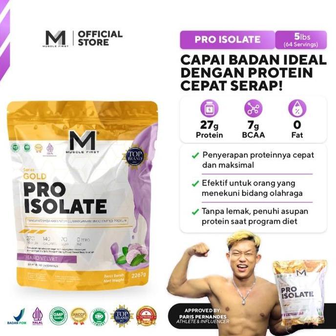 Muscle First M1 Gold Pro Isolate 5Lb 5 Lbs Whey Protein Isolate 2.2Kg - Susu Diet Rendah Kalori