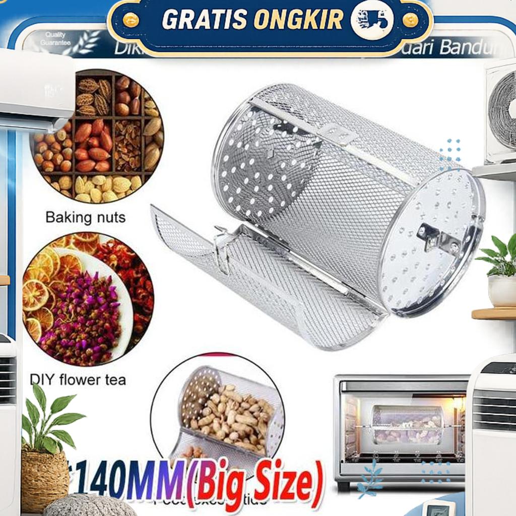 Stainless Steel Air Fryer Basket Pemanggang Biji Kopi Kacang Grill Roaster Drum Oven Basket Alat Bbq