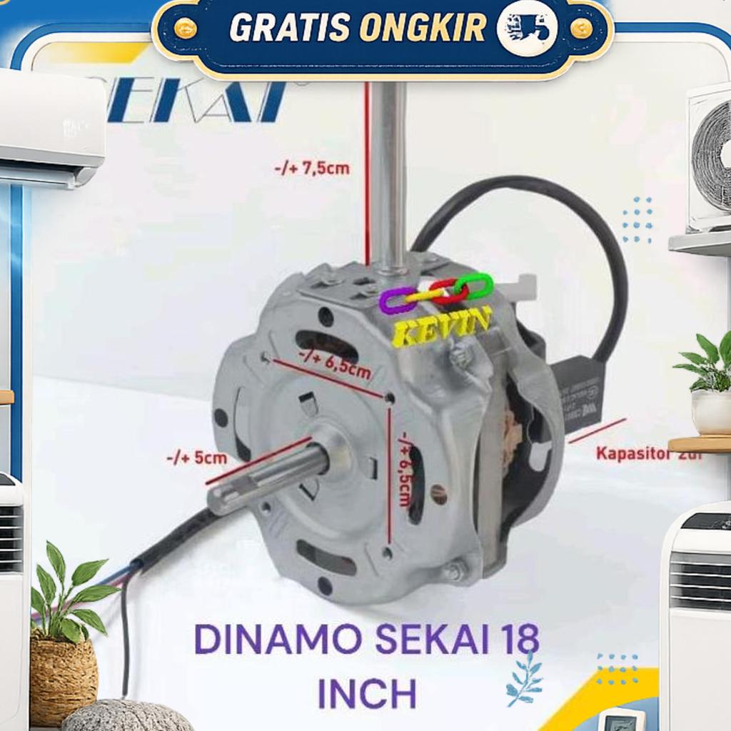 Sekai Dinamo Kipas Angin Sekai 18 Inch As 10 Mm Dengan Kapasitor 2 Uf Baling Baling Besi