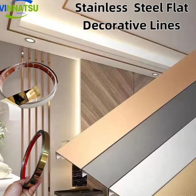 [Vinnatsu]Stainless  Steel Flat Decorative Lines/List Plat Strip Mirror Gold List Plat Strip/List Pl