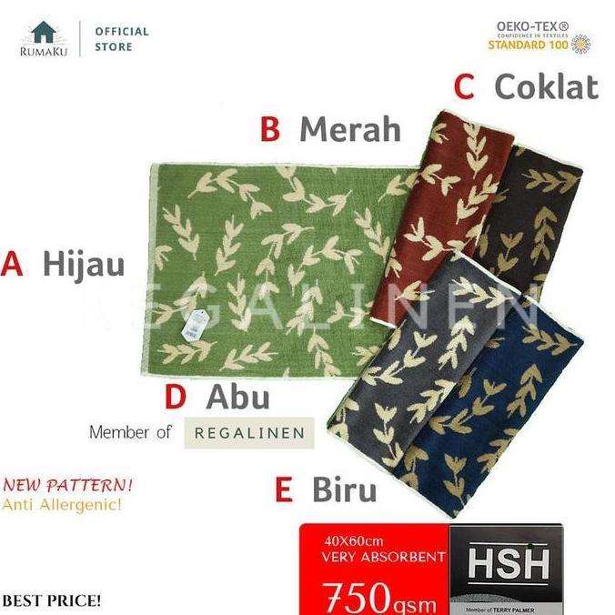 Keset Kaki Handuk HSH TERRY PALMER Motif Minimalis 40x60 Katun High Quality Bathmat Pure Cotton 100%