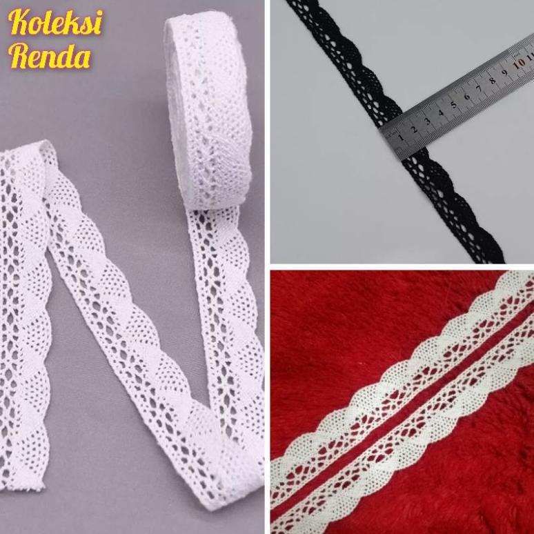 AYYA - per roll 10 yard renda rajut lebar 2cm, renda rajut kipas