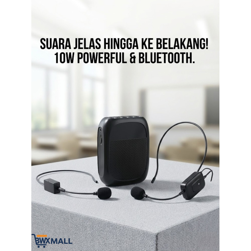 Pengeras Suara Pinggang Wireless Bluetooth 10W Little Bee YW-166L Voice Amplifier Mic Guru Mengajar 