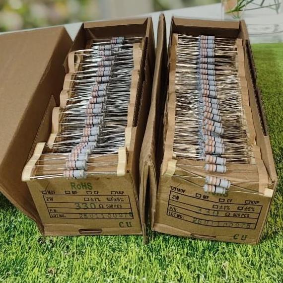 1000PCS RESISTOR 330OHM 2W 330 OHM 2 WATT 2WATT 5% MDF ROHS CU (TEMBAGA) KAKI TEMBAGA DAN BESAR RENC