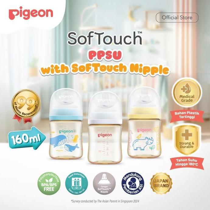 SUPINAHtopSELLER / (New)Botol Pigeon PPSU ORIGINAL 100% Biomass-PPSU Wide Neck 160ml 240ml with SofT