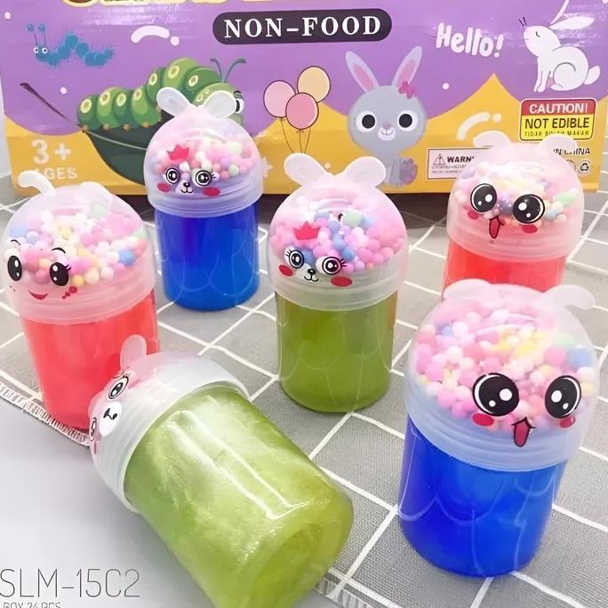 Mainan Slime Boba Glitter Crystal Jelly Clear Warna-Warni Karakter Lucu