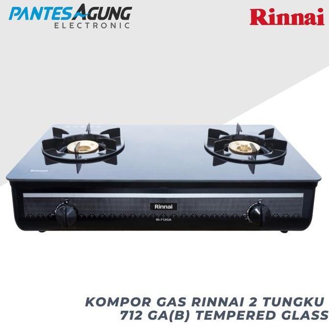 KOMPOR GAS RINNAI 2 TUNGKU 712 GA(B) TEMPERED GLASS