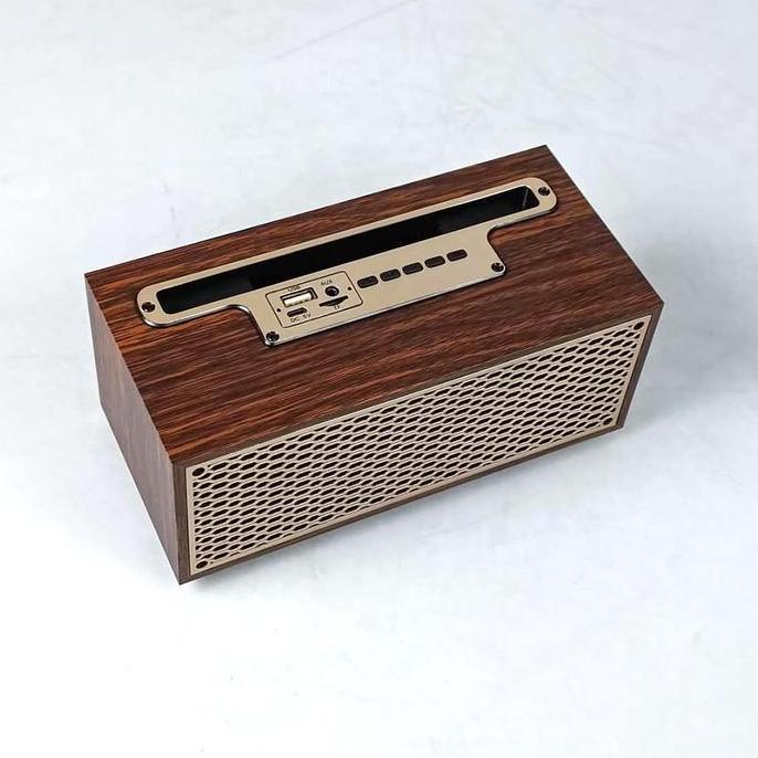 NEW Speaker Bluetooth Radio Jadul Kayu Klasik Portable Mini 1200mAh USB