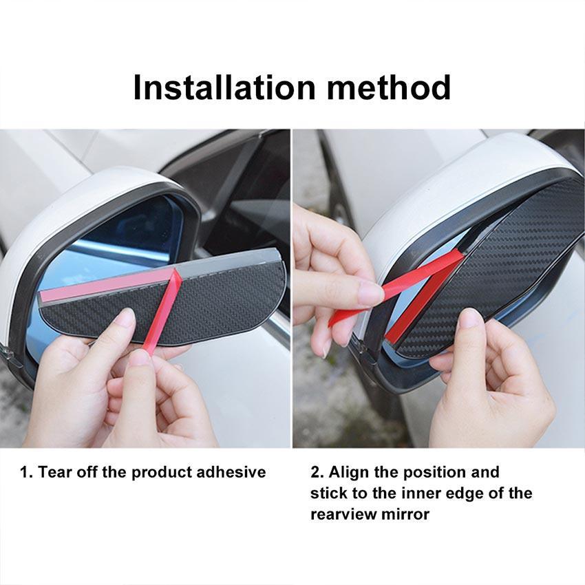Talang Air Spion Mobil 2Pcs Pvc Carbon Pelindung Kaca Spion Anti Hujan Universal Untuk Toyota Honda 