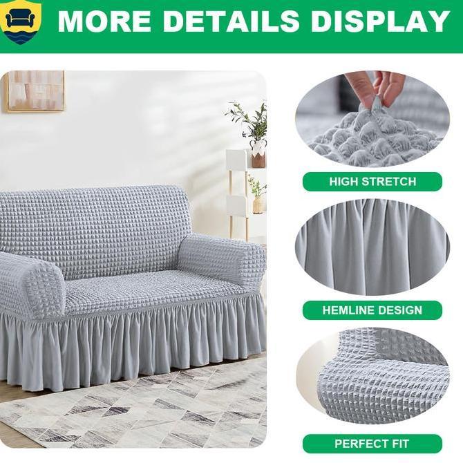 Set Penutup Sofa Berpinggiran - Tahan Lama dan Dapat Dicuci Cocok untuk Sofa 1/2/3/4 Kursi Penggunaa