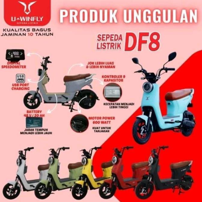 Terlaris Sepeda Listrik Uwinfly Dragonfly 8 Df8 500 Watt 48 Volt 12 Ah Df 8