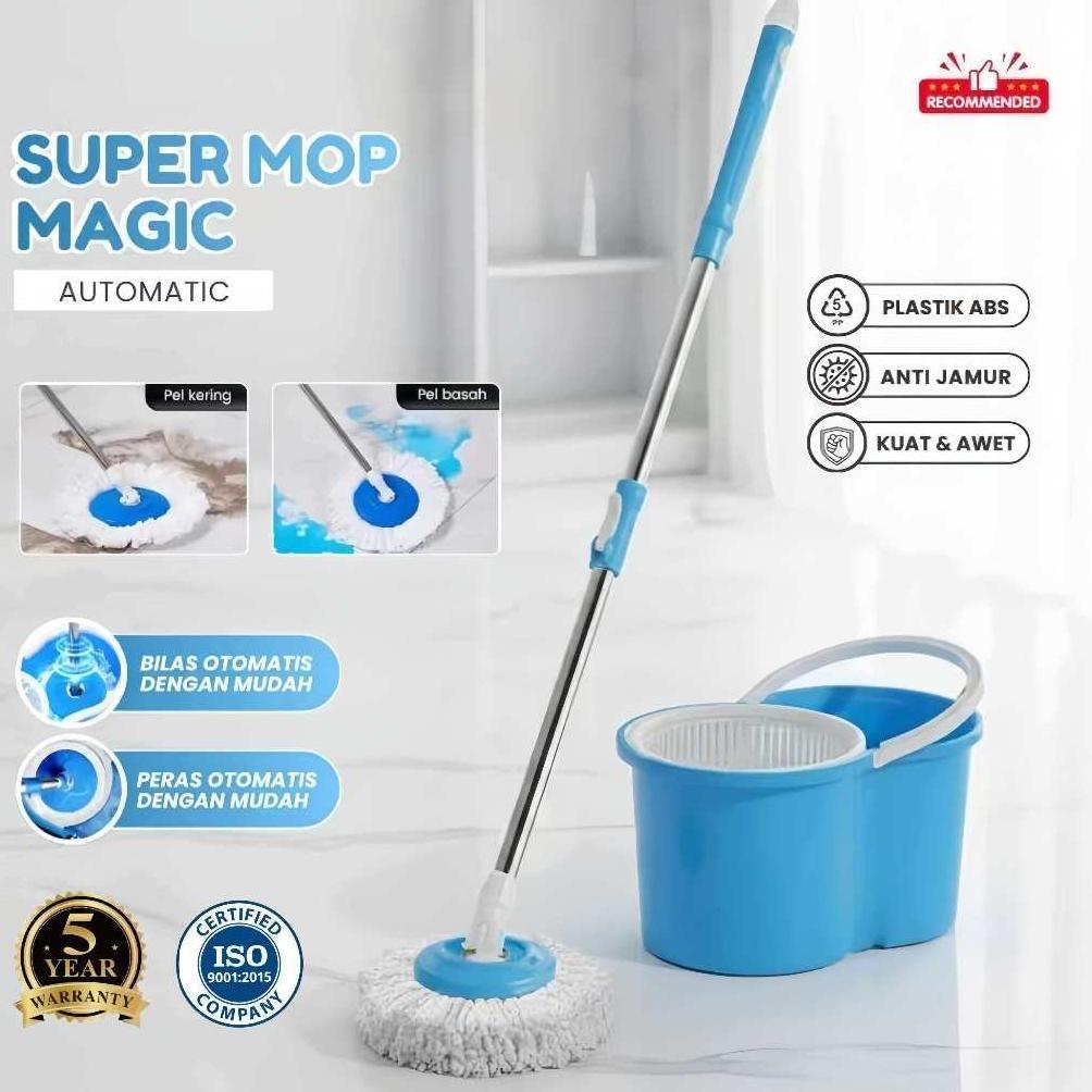 Set Alat Pel Otomatis dengan Wadah Pel - Tempat Pel Sistem Peras, Plastik Tebal Tahan Lama untuk Lan