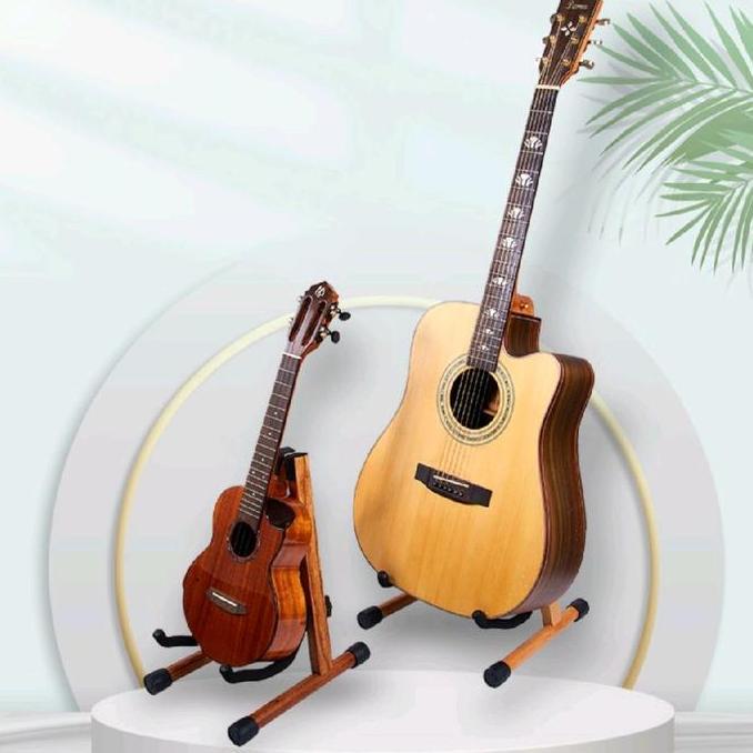 Promo Stand Gitar Universal Kayu Solid Foldable Bisa Di Lipat Dudukan Gitar Akustik Elektrik Bass