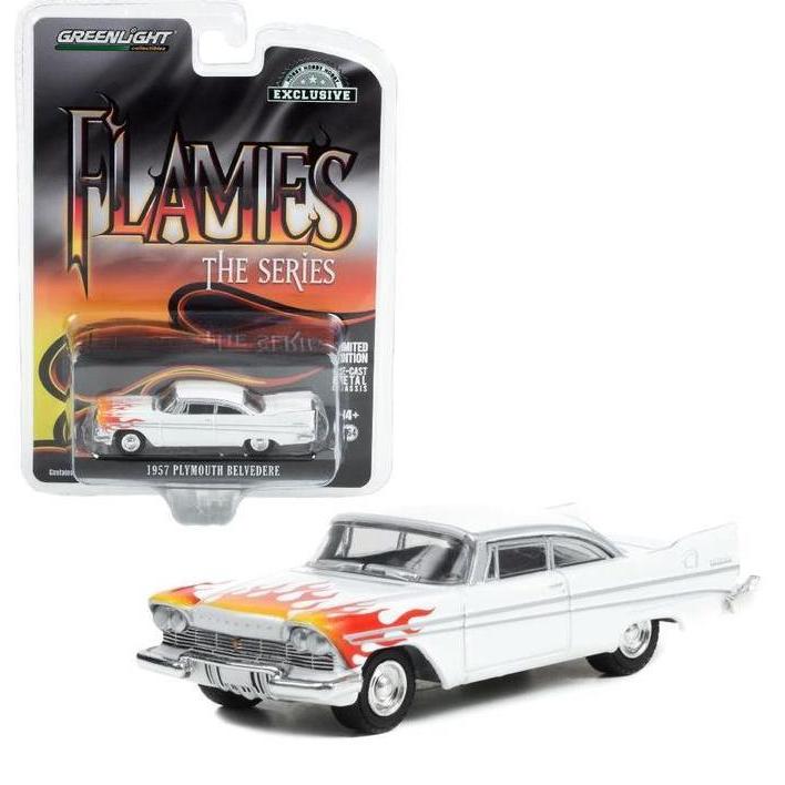 30362 GREENLIGHT 1975 PLYMOUTH BELVEDERE FLAMES DIECAST MOBIL