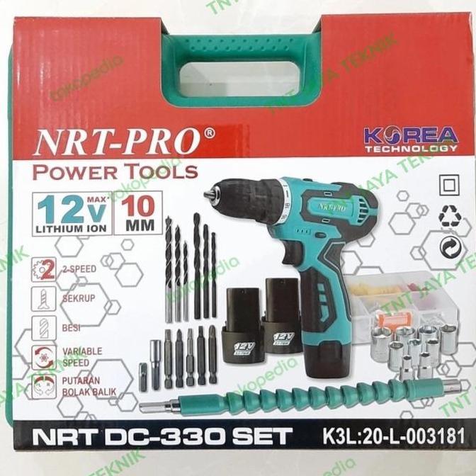 Nrt Pro Dc 330 Set / Mesin Bor Cordless Nrt Pro Dc330 / Bor Baterai