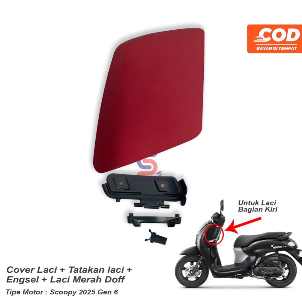 COVER LID INNER POCKET TUTUP LACI KANTONG SCOOPY ESP LED NEW PRESTIGE K2FN SCOOPY 2025 MERAH DOFF